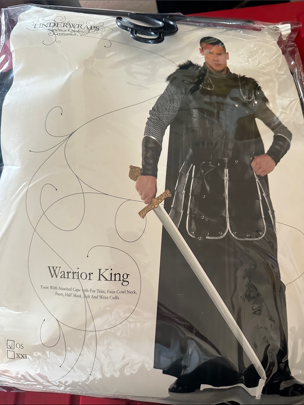 Cuddl Duds Black Warrior King Costume with Faux Fur Trim